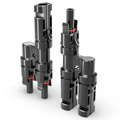 Afbeelding van deleyCON PV4 Solar 2 voudige Y stekker paar 1000V mannelijk/vrouwelijk T type IP67 waterdicht (zonnefotovoltaïsche connector) verdeler, splitter, PV koppeling, zonnestekker, zonnepaneel