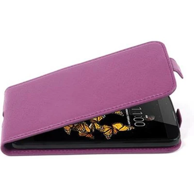 Afbeelding van Cadorabo Hoesje geschikt voor LG K8 2016 in BORDEAUX PAARS Beschermhoes flip design Case Cover van getextureerd imitatieleer