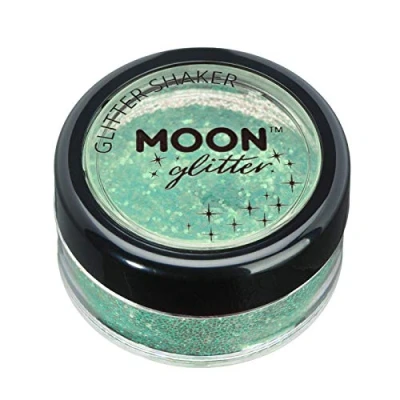 Afbeelding van Moon glitter iriserende glanzende shaker (maanglitter) 100% cosmetische voor gezicht, lichaam, nagels, haar en lippen 5 g groen