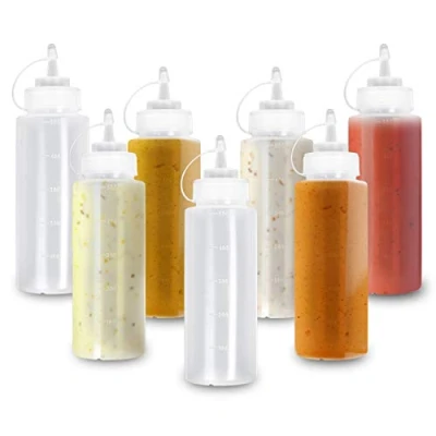 Afbeelding van MATANA 8 Stuks Knijpflessen, Sausfles, Plastic Flessen met Dop (500ml) Ketchup, Mosterd, Sauzen, Olie, Dressings Lekvrij &amp; BPA Vrij