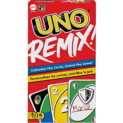 Afbeelding van Mattel Games UNO Remix versie, personaliseer je kaarten en win, kaartspel voor familie kinderen van 7 + jaar, GXD71