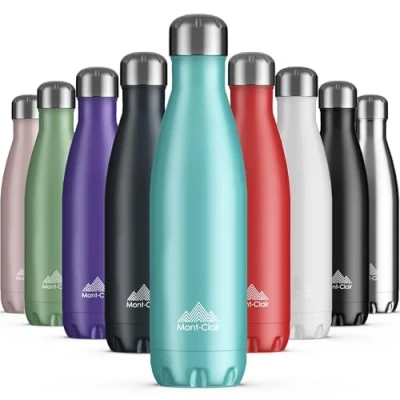 Afbeelding van Mont Clair thermosfles, 500 ml, roestvrij staal, thermoflessen 12 uur warme drank en 24 koude BPA vrij, waterfles, lichtblauw