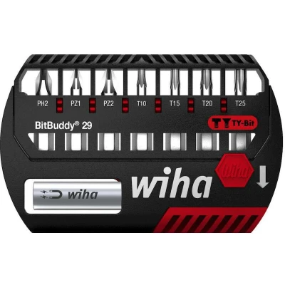 Afbeelding van Wiha Bitset BitBuddy® TY bit 29 mm Phillips, Pozidriv, TORX® 9 delig 1/4&quot; C6,3 42138