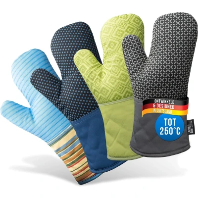 Afbeelding van LauterSchutz® Ovenwanten per paar met siliconen coating voor optimale grip en hittebestendigheid (contactwarmte: 250C) in diverse kleuren (Groen)
