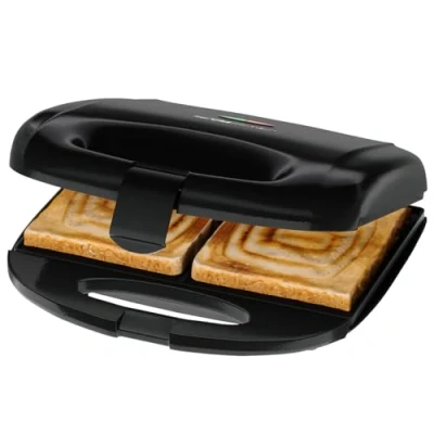 Afbeelding van Clatronic® ST 3814 Sandwichmaker, voor vierkante sandwichplaten, tosti ijzer met anti aanbaklaag, waarschuwingslampje, sandwichmaker tot 820 watt, zwart
