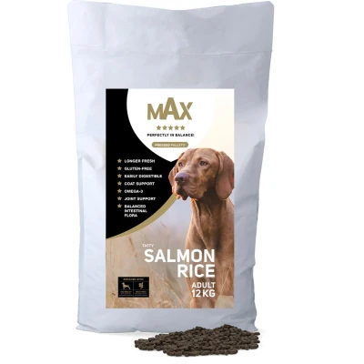 Afbeelding van Max Adult Zalm &amp; Rijst Hondenvoer Droogvoer Geperste Hondenbrokken Glutenvrij Met Dog Mobility Parex 12 kg