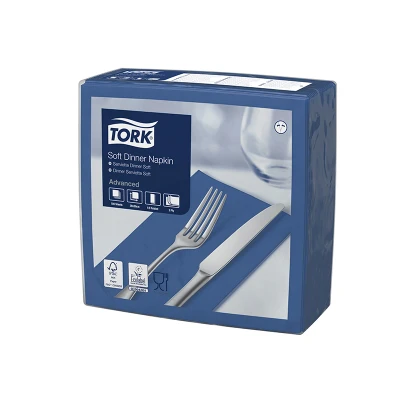 Afbeelding van Tork Soft Dinnerservet 39x39cm 3 laags 1/8 vouw Donkerblauw 477619