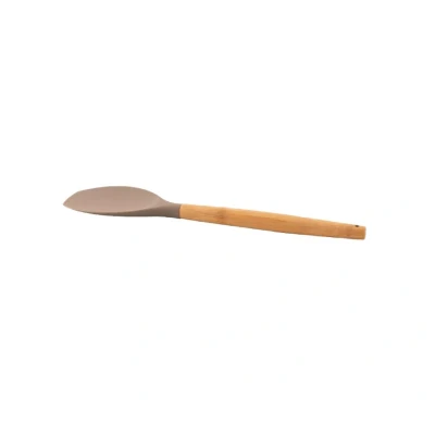 Afbeelding van Point Virgule Pannenlikker Silicone Bamboe Handvat Taupe
