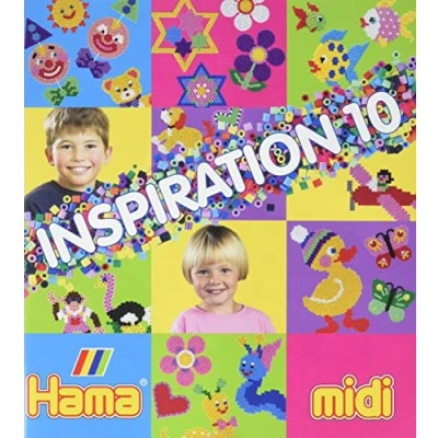 Afbeelding van Hama Parels 399 10 Inspiration schrift Nr. sjabloonboek met kleurrijke ideeën, motieven en instructies om te knutselen strijkkralen, creatief knutselplezier voor groot klein