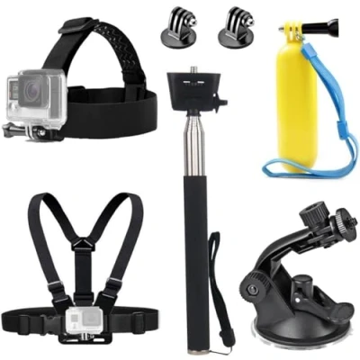 Afbeelding van TEKCAM Actiecamera accessoires kit compatibel met Gopro Hero 12 11 10 9 8/AKASO EK7000/APEXCAM/Dragon Touch, hoofdband borstband bevestiging drijvende handgreep Selfie Stick zuignap mount