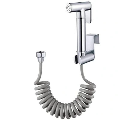 Afbeelding van Handbediende bidetsproeier roestvrijstalen sproeier Shattaf toilet bidet douchekop met 59 inch ABS flexibele telescopische doucheslang en houder, vloerreinigingsdoek luier voor badkamerhygiëne