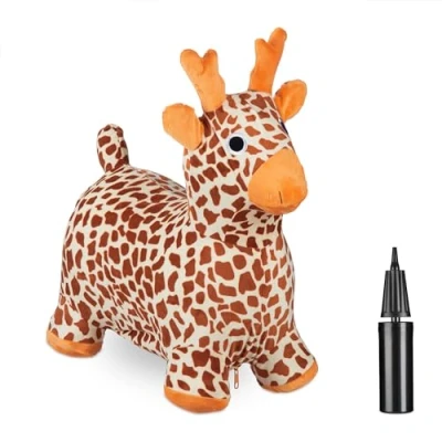 Afbeelding van Relaxdays skippy dier giraf met hoes bpa vrij tot 50 kg beest kinderen