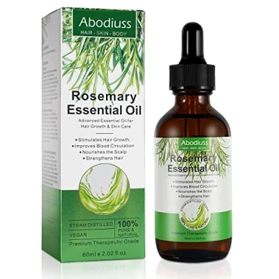 Afbeelding van rozemarijnolie voor haar en hoofdhuid, 60 ml, rozenmary olie haar, stimuleert haargroei haarolie tegen haaruitval, 100% natuurzuivere huidverzorging, aromatherapie