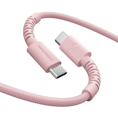 Afbeelding van FlexWave Siliconen gevlochten kabel USB C naar 2 meter 100W Pastel Pink
