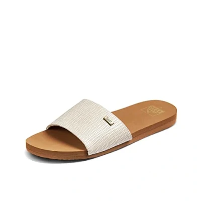 Afbeelding van Reef Vrouwen Bliss Nights Slide Flip Flop, Wit/Tan, 9 UK, wit bruin, 42.5 EU