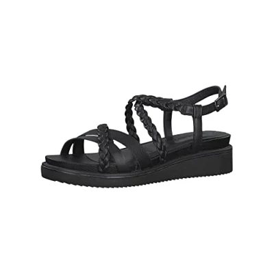 Afbeelding van Tamaris Sandalen met sleehak, Dames, Maat: 38, Black Leer en imitatieleer