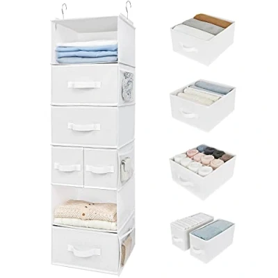 Afbeelding van GRANNY SAYS Hangende Organizer met 6 Vakken, Kledingkast Hangende, Hangkast Zijvakken, Kast Opbergen en Organiseren, Kleding Organizer, Wit, Closet Hanging Shelf