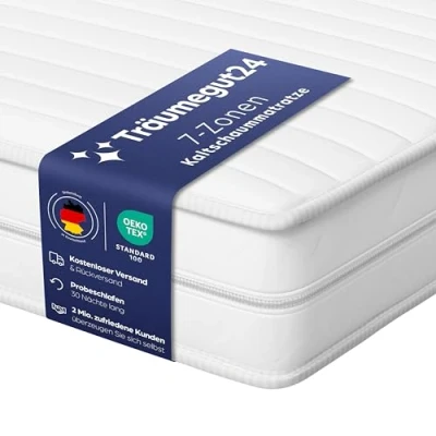 Afbeelding van Träumegut24 AquaFlex 7 zone matras 160x200 cm H2&amp;H3 Ergonomisch koudschuim Hypoallergeen &amp; antibacterieel Hoes afneembaar wasbaar Oeko TEX® (16cm, 160 x 200 cm)