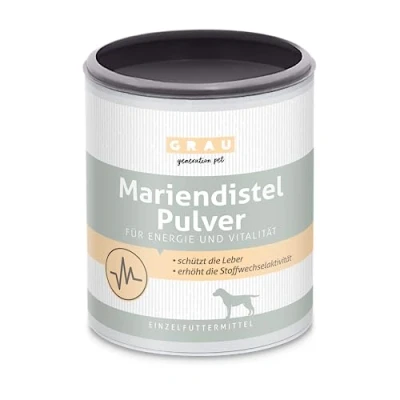 Afbeelding van GRAU het origineel 100% puur mariadistelpoeder, beschermt de lever, draagt bij aan celvernieuwing, 1 verpakking (1 x 225 g), aanvullende voeding voor honden