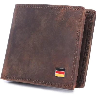 Afbeelding van Echt leren portemonnee RFID bescherming Vintage 1 stuk 12 x 10 2 cm