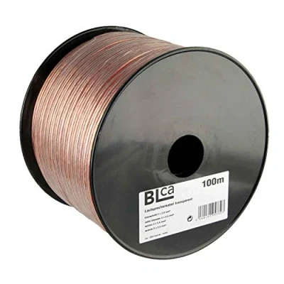 Afbeelding van BLca 100m 2x2,5mm² luidsprekerkabel CCA I geïsoleerd transparant met polariteitsmarkering LS kabel per meter voor stereo installatie enz.