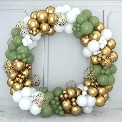 Afbeelding van groene ballonboogset, 152 stuks en gouden verjaardagsballonboog, saliegroen witgouden ballonslinger voor meisjesjongen verjaardagsdecoratie, babyshower, bruiloftsdecor, geslachtsonthulling