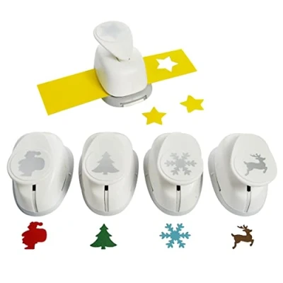Afbeelding van Motiefpons, A689915, set Kerstmis, 2,54 cm, 5 stuks, kunststof, wit, stuks