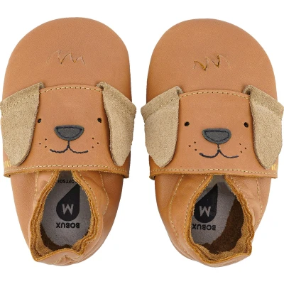 Afbeelding van Bobux Soft Soles Baby Slofjes Leer Little Pup Caramel Maat 18