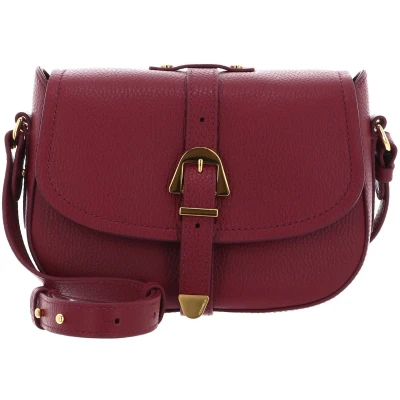 Afbeelding van Coccinelle Leren Handtas Schoudertas Magalu Handbag Grained Leather Garnet Red Wijnrood