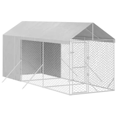 Afbeelding van vidaXL Hondenkennel met dak 2x6x2,5 m gegalvaniseerd staal zilverkleur