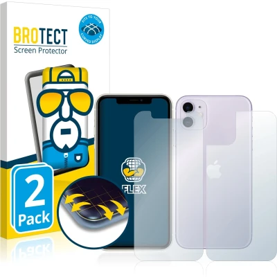 Afbeelding van BROTECT Screenprotector voor Apple iPhone 11 (Voor+Achter) Folie Beschermfolie transparant volledig dekking (2 Stuks)