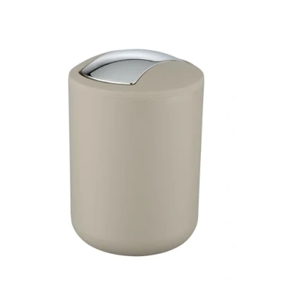 Afbeelding van WENKO Afvalemmer Brasil S 2 liter kunststof taupe met swingdeksel Prullenbakje Vuilbakje Tafelprullenbak Tafelvuilbakje