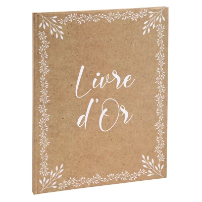 Afbeelding van Exacompta ref. 47234E 1 Gastenboek Kraft Verticaal formaat 27 x 22 cm gouden rand met titel in letters 100 effen witte pagina&#039;s visueel
