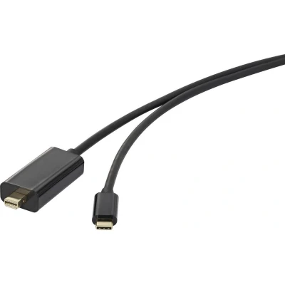 Afbeelding van Renkforce RF 4538162 USB C displaykabel / Mini DisplayPort Adapterkabel stekker, stekker 1.80 m Zwart Vergulde steekcontacten