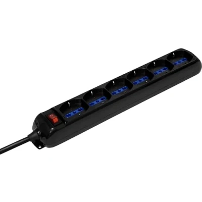 Afbeelding van BRENNENSTUHL Eco Line 1155429 stekkerdoos met schakelaar en 6 universele stopcontacten (IT10/16A DE 16A) voor het bureau thuis of op kantoor kabel 1,4 m