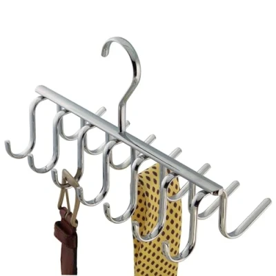Afbeelding van iDesign Axis stropdassenhouder, beugel van verchroomd metaal met 14 haken voor riemen en stropdassen, zilverkleurig, 25,4 x 12,1 15,2 cm