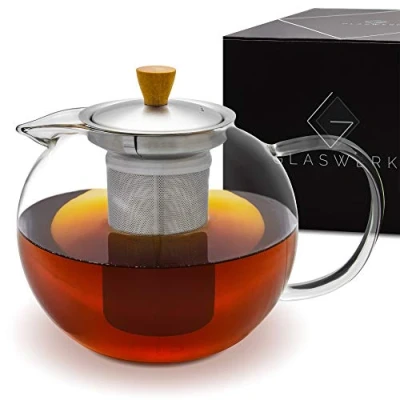 Afbeelding van Sencha theepot 1,3 l rvs zeefinzet borosilicaatglas deksel