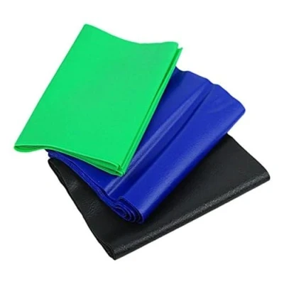 Afbeelding van CanDo Trainingsband LATEXFREI/weerstandsband/gymnastiekband 3 pack groen/blauw/zwart (medium/zwaar/zeer zwaar) elk 1,5 m lengte