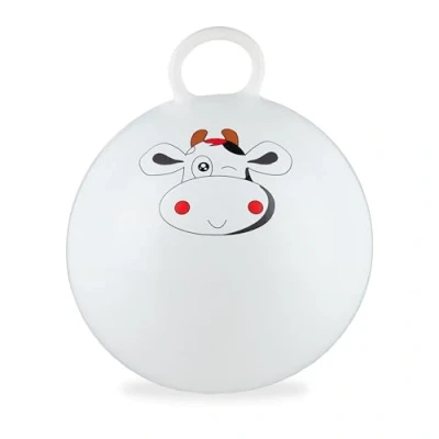 Afbeelding van Relaxdays skippybal dier Ø 45 cm springbal vanaf 3 jaar handgreep diverse prints Koe
