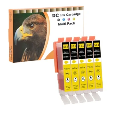 Afbeelding van D&amp;C 5 x gele inktcartridges, compatibel met Canon CLI 581 XXL, vervanging voor Pixma TR7550, TR8550, TS6150, TS6151, TS6250, TS6251, TS8150, TS8151, TS8152, TS8250, TS8251, TS8252, TS925 150 TS.