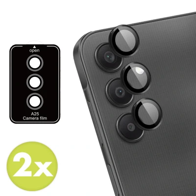 Afbeelding van 2 Pack Screenprotectors Samsung Galaxy A25: iMoshion Camera lens protector Glas Zwarte randen