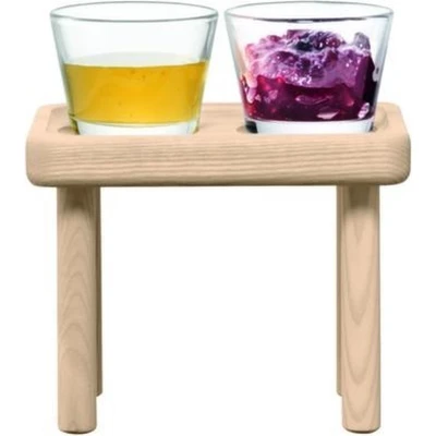 Afbeelding van L.S.A. Stilt Serveerplateau Set met Schaal van 3 Stuks Glas Bruin