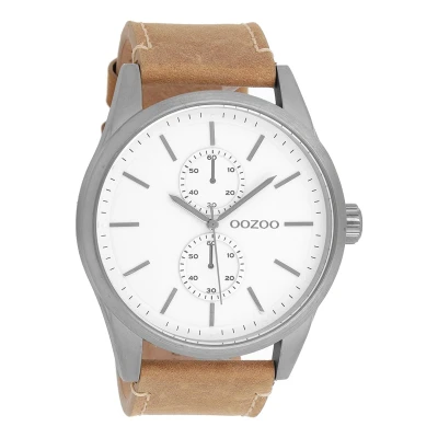 Afbeelding van OOZOO Timepieces Titanium horloge met bruine leren band C8510