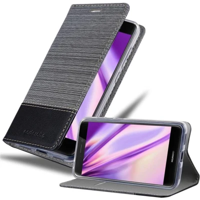 Afbeelding van Cadorabo Hoesje geschikt voor Huawei P8 LITE 2017 / P9 in GRIJS ZWART Beschermhoes met magnetische sluiting, standfunctie en kaartvakje Book Case Cover Etui