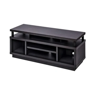 Afbeelding van Iris Ohyama, TV meubel / met 5 open planken tot 43, Massief hout, Kabelgaten, Kantoor, Woonkamer Cabinet Middle OTS 100M Zwart Eiken