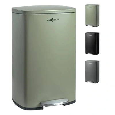 Afbeelding van MAXCRAFT Prullenbak Pedaalemmer binnenemmer Soft Close Deksel Afvalscheidingssysteem met Afvalafscheider van roestvrij staal 50 liter in Groen