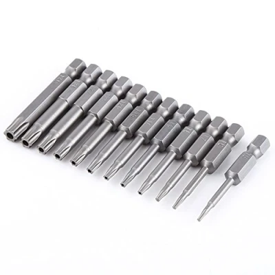 Afbeelding van 12pcs 50mm T5 T40 Long Torx tournevis bits S2 acier 1/4 pouce hexagonale tige magnétique