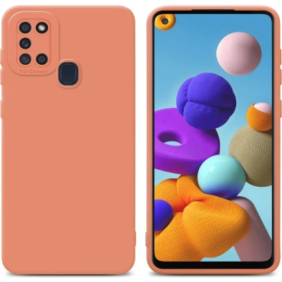 Afbeelding van Cadorabo Hoesje geschikt voor Samsung Galaxy A21s in Fluid LICHT ORANJE Beschermhoes gemaakt van flexibel TPU silicone Cover Case