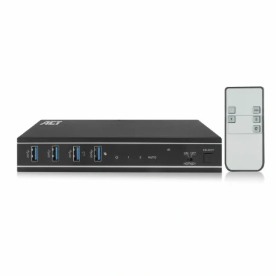 Afbeelding van ACT AC7912 2 Poorts HDMI 4K@60Hz KVM Switch USB 3.2 Gen1 (USB 3.0) 1x Out 2x in B 4x A 3,5mm Audio RS 232 IR Schroefbare Stroomaansluiting Zwart