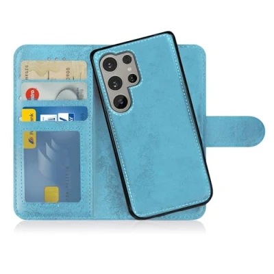 Afbeelding van MyGadget Fliphoesje voor Samsung Galaxy S24 Ultra [Verwijderbare Magnetische Hoes] PU Lederen Telefoon Case [Cover met Kaartsleuf] Beschermende Shell in Lichtblauw